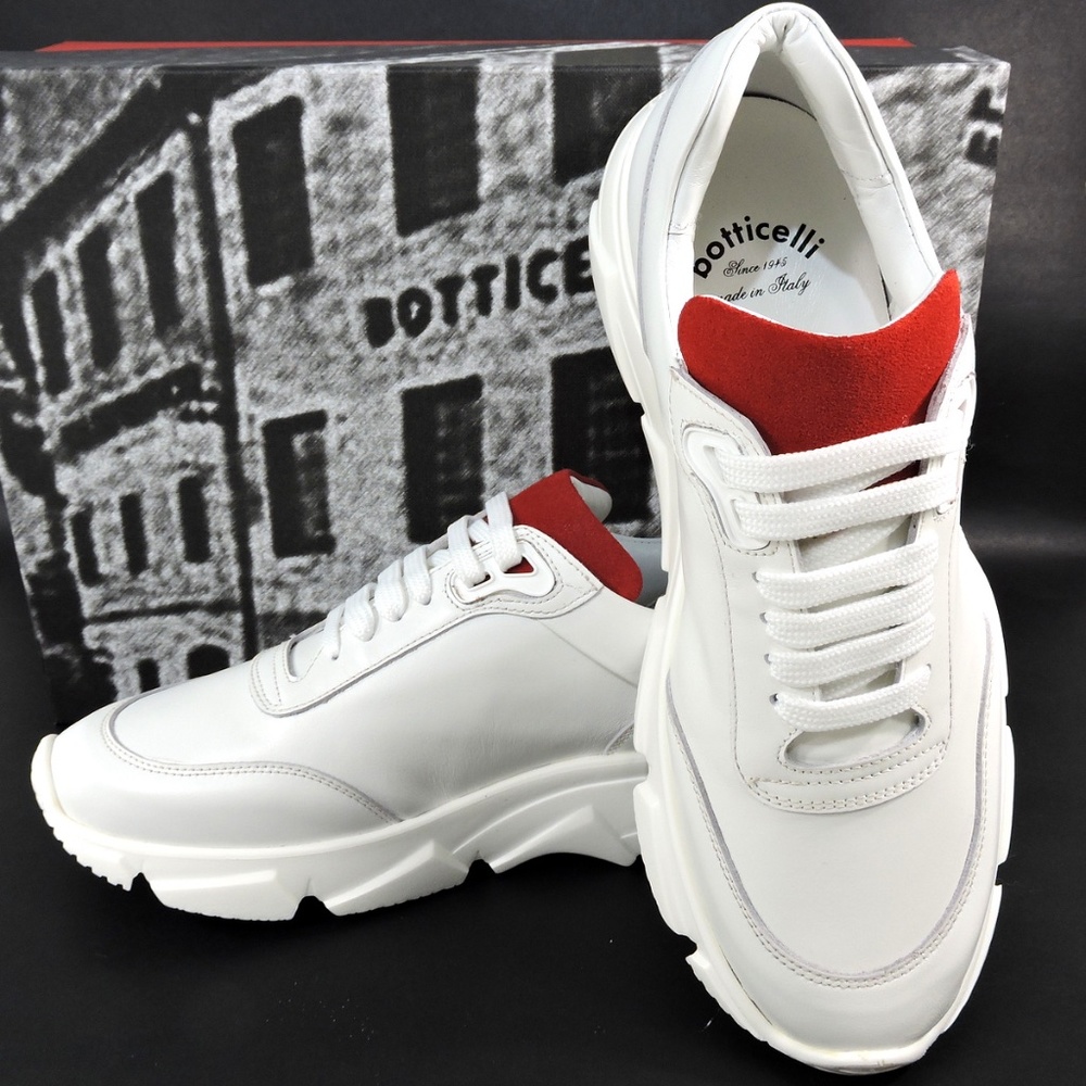 BOTTICELLI 🇮🇹 MEN'S WHITE LEATHER FASHION SNEAKERS